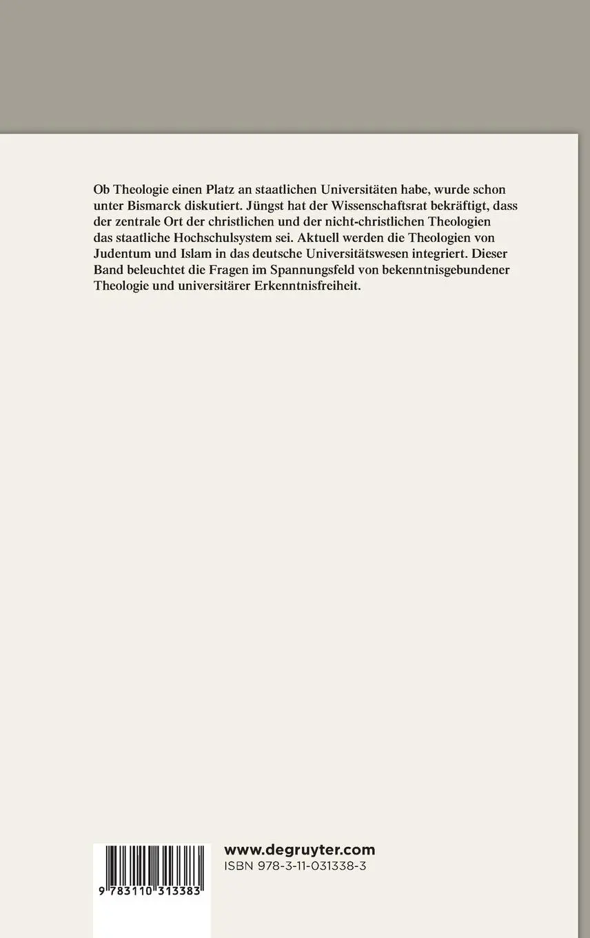 Rückseite: 9783110313383 | Theologie(n) an der Universität | Hans-Gert Pöttering (u. a.) | Buch