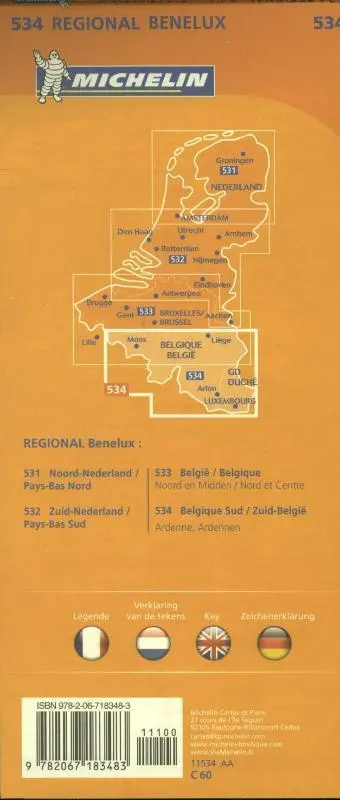Rückseite: 9782067183483 | Belgio Sud-Ardenne | Michelin | (Land-)Karte | Carte regionali | 2023