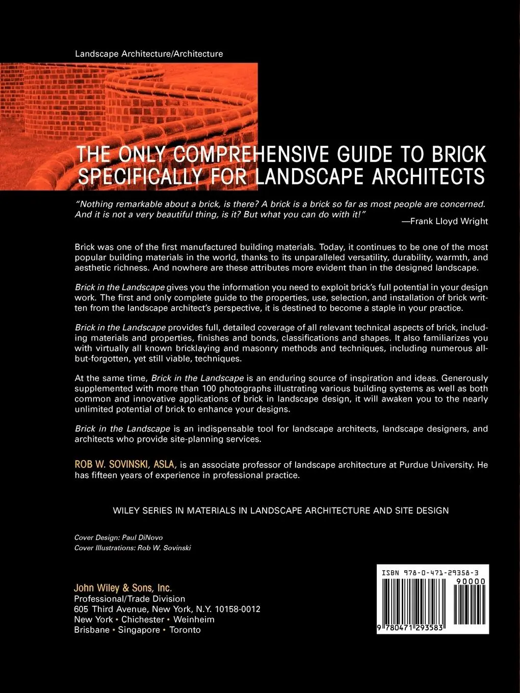 Rückseite: 9780471293583 | Brick in the Landscape | A Practical Guide to Specification and Design