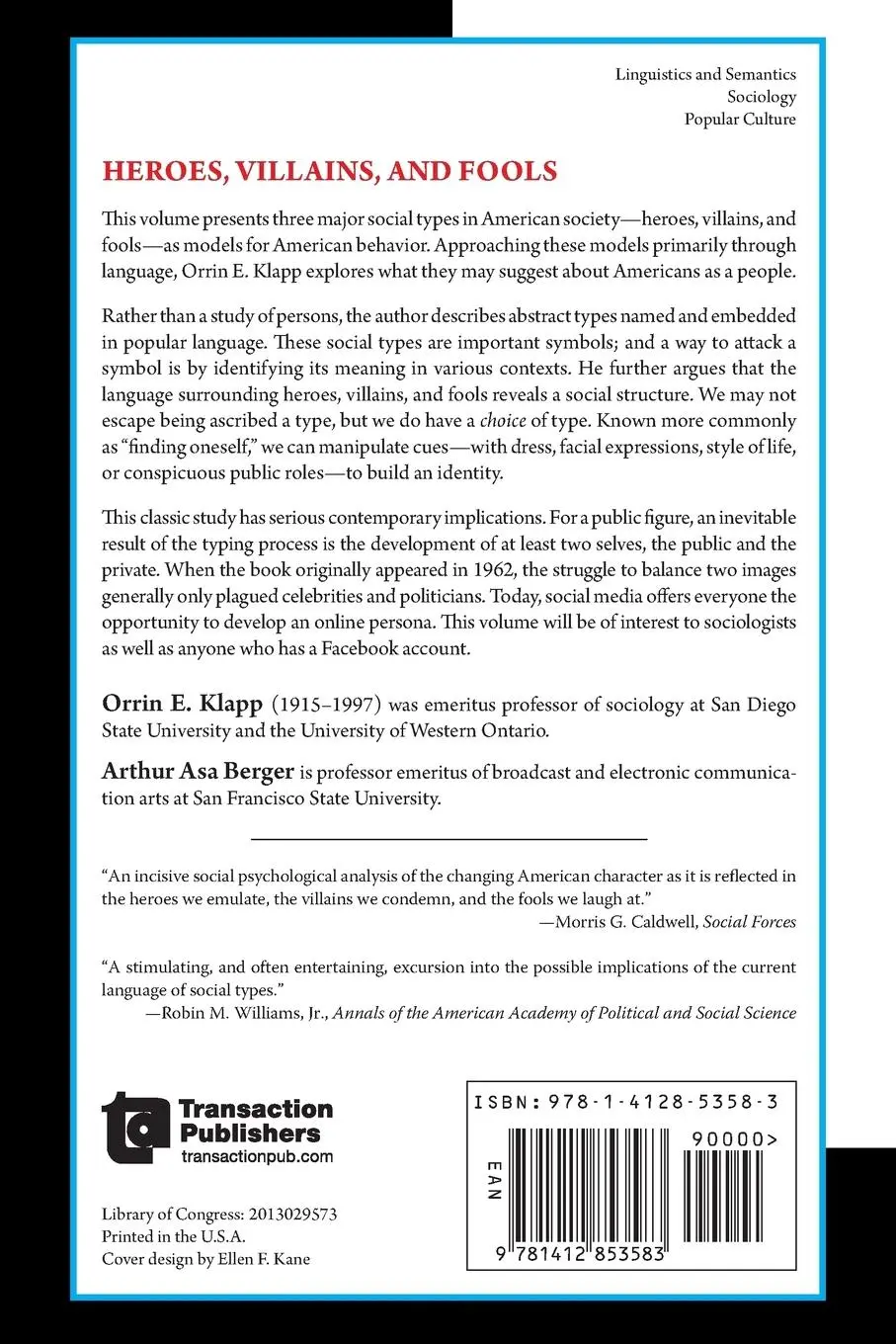 Rückseite: 9781412853583 | Heroes, Villains, and Fools | The Changing American Character | Klapp