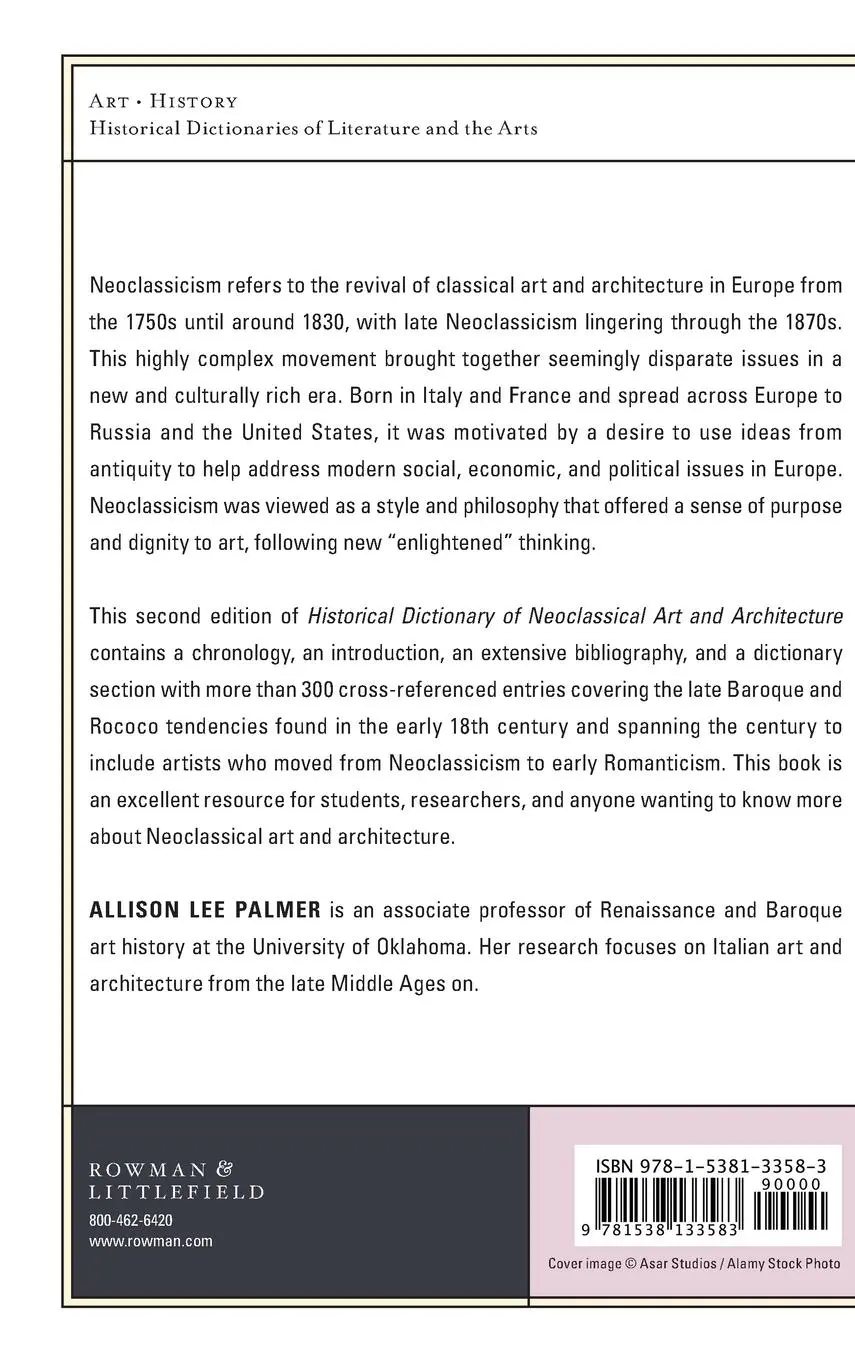 Rückseite: 9781538133583 | Historical Dictionary of Neoclassical Art and Architecture | Palmer