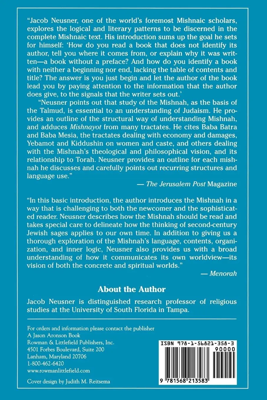 Rückseite: 9781568213583 | The Mishnah | An Introduction | Jacob Neusner | Taschenbuch | Englisch