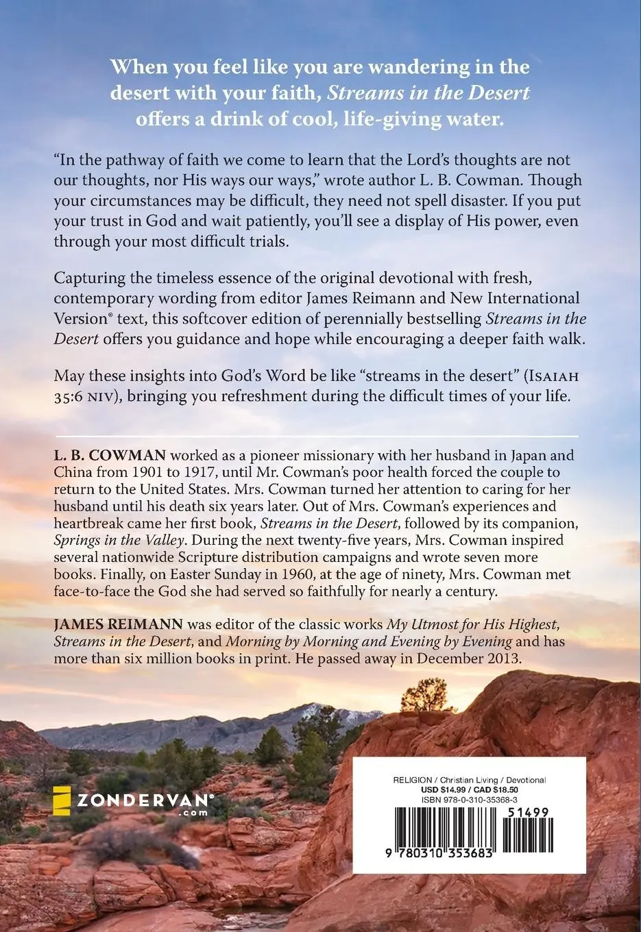 Rückseite: 9780310353683 | Streams in the Desert | 366 Daily Devotional Readings | Zondervan