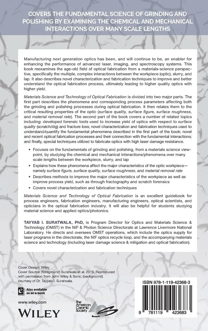 Rückseite: 9781119423683 | Materials Science and Technology of Optical Fabrication | Suratwala