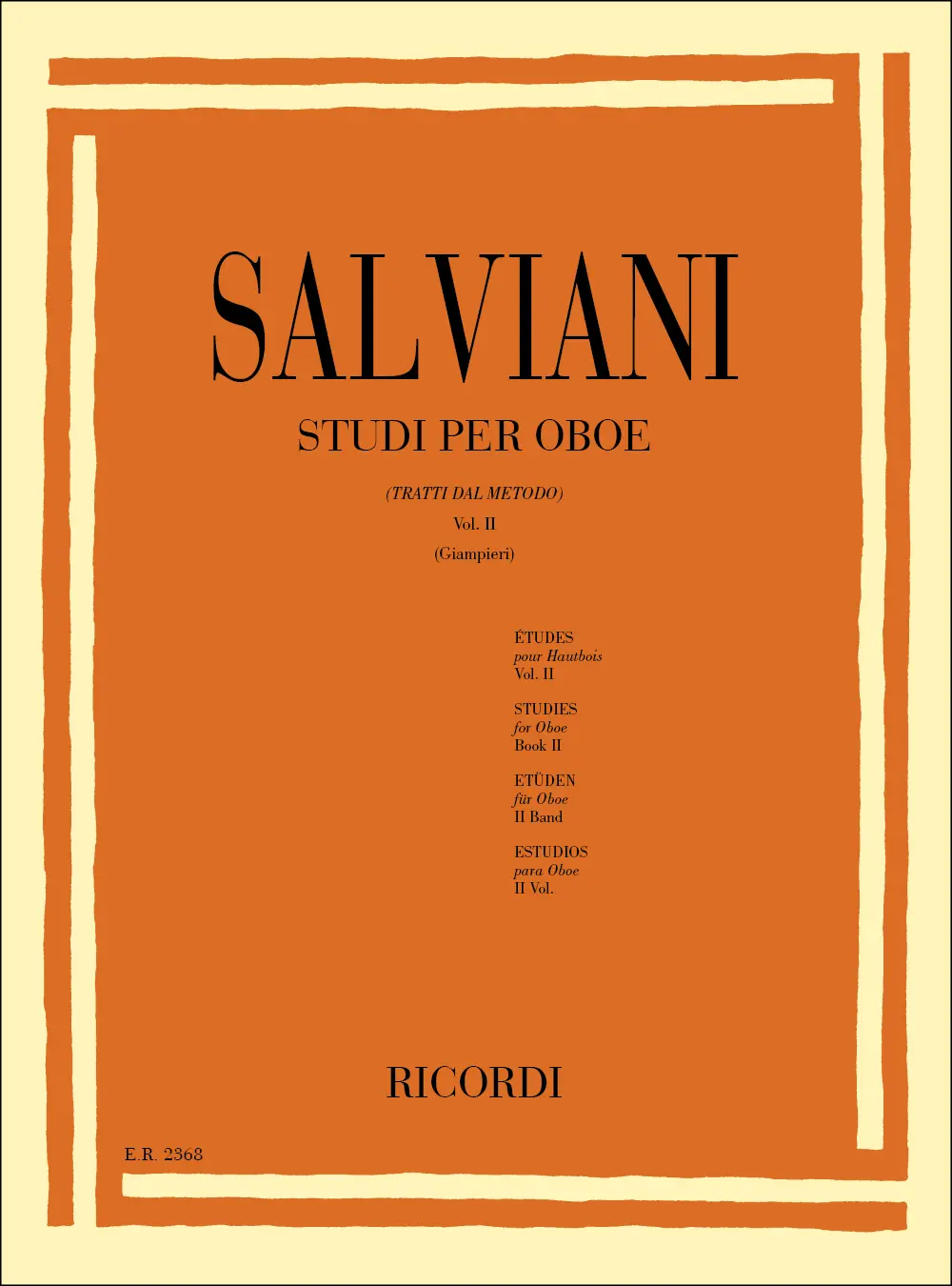 Cover: 9790041823683 | Studi Per Oboe (Tratti Dal Metodo) Vol. II | Volume II | C. Salviani