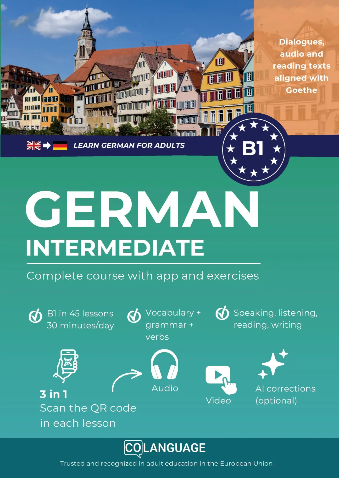Cover: 9791388253683 | Learn German B1 intermediate. Complete course with app and exercises
