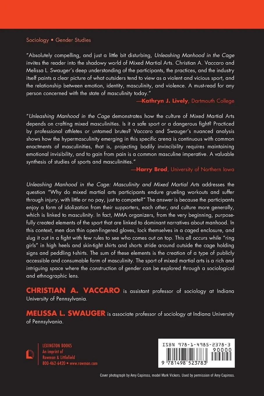 Rückseite: 9781498523783 | Unleashing Manhood in the Cage | Masculinity and Mixed Martial Arts