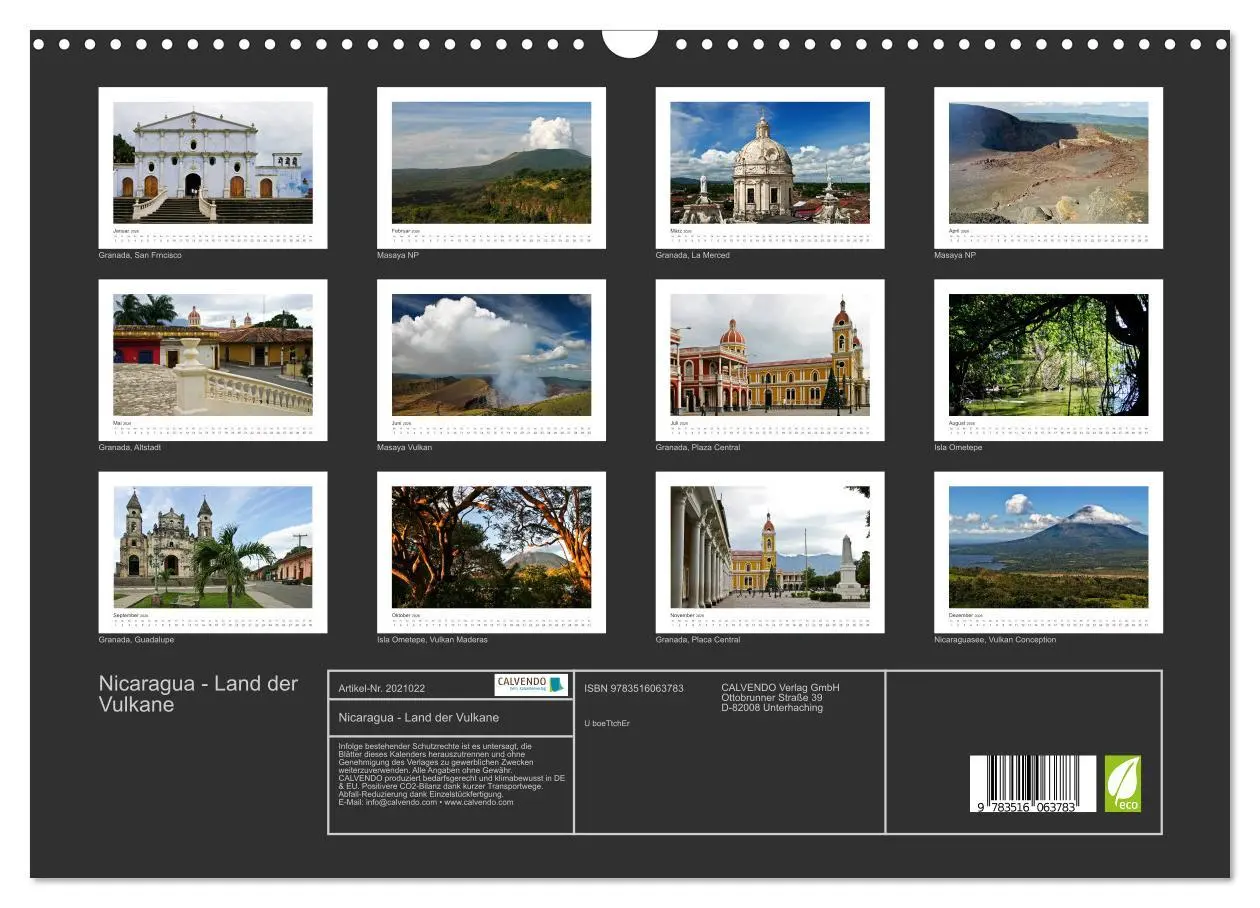 Bild: 9783516063783 | Nicaragua - Land der Vulkane (Wandkalender 2026 DIN A3 quer),...