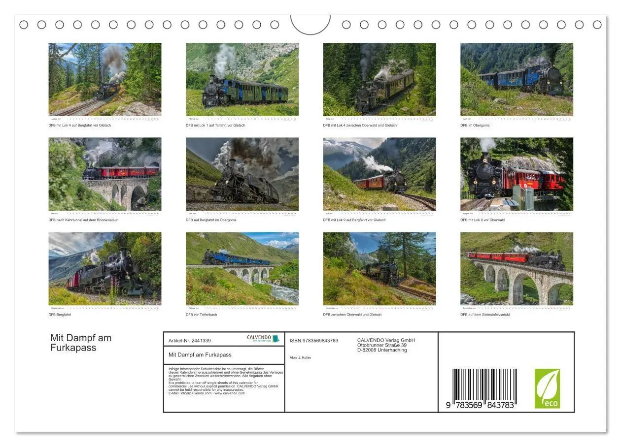 Bild: 9783569843783 | Mit Dampf am Furkapass (Wandkalender 2027 DIN A4 quer), CALVENDO...