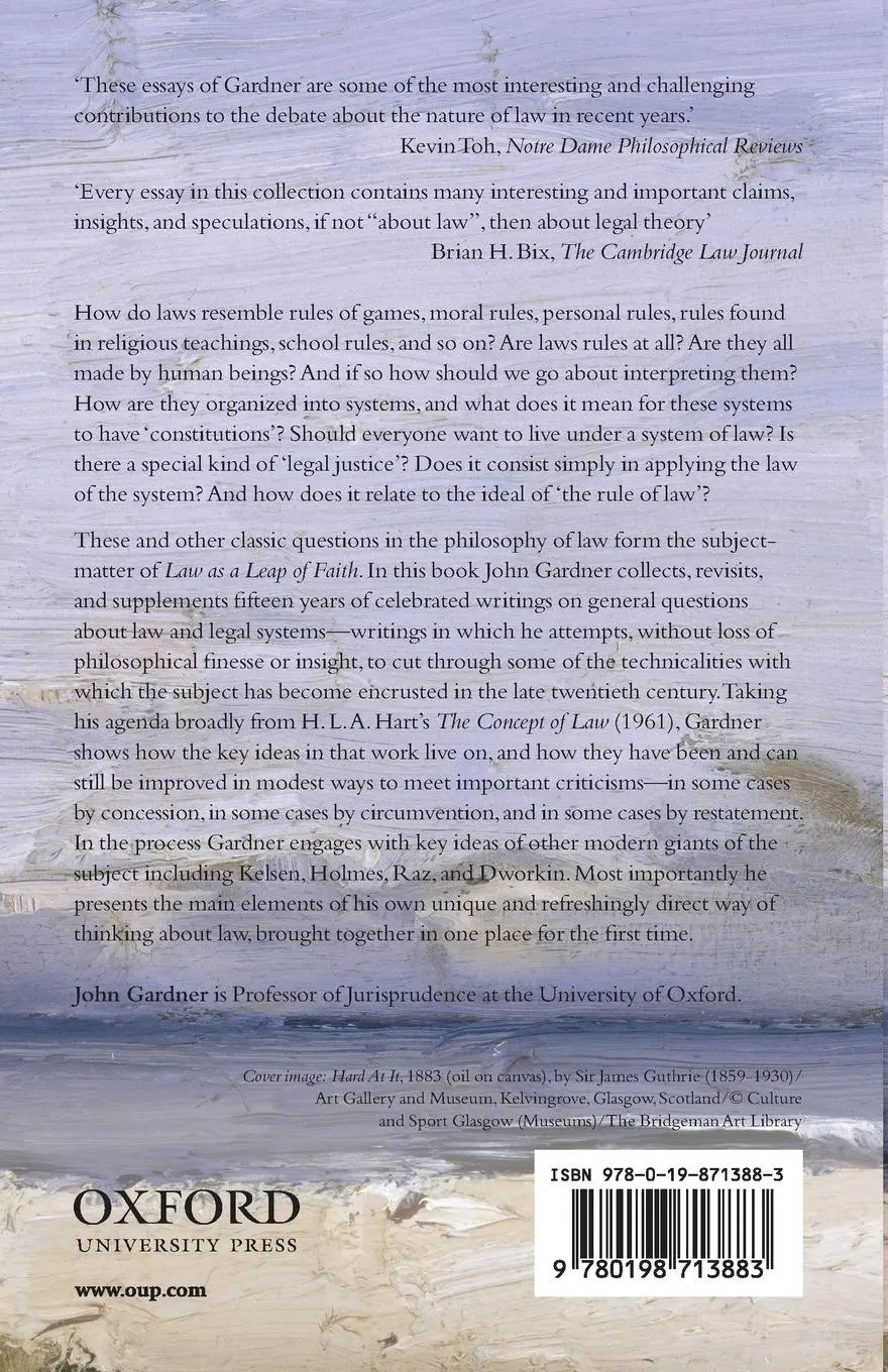 Rückseite: 9780198713883 | Law as a Leap of Faith | Essays on Law in General | John Gardner