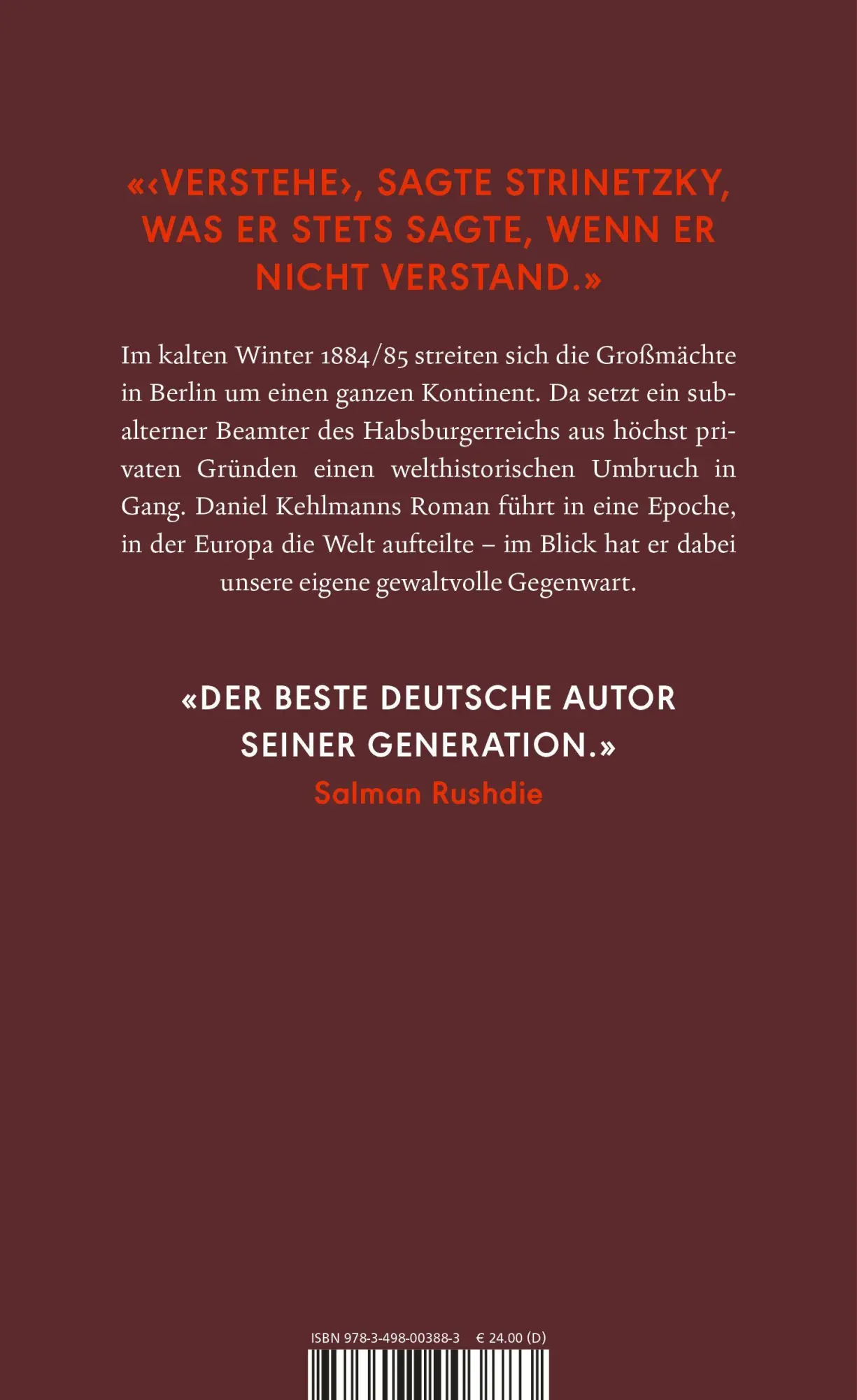Rückseite: 9783498003883 | Afrika | Daniel Kehlmann | Buch | 256 S. | Deutsch | 2026