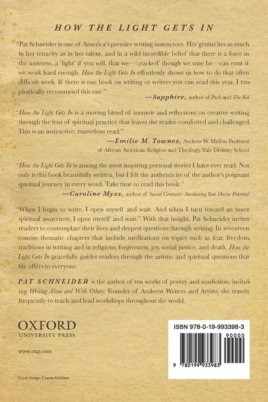 Rückseite: 9780199933983 | How the Light Gets in | Writing as a Spiritual Practice | Schneider