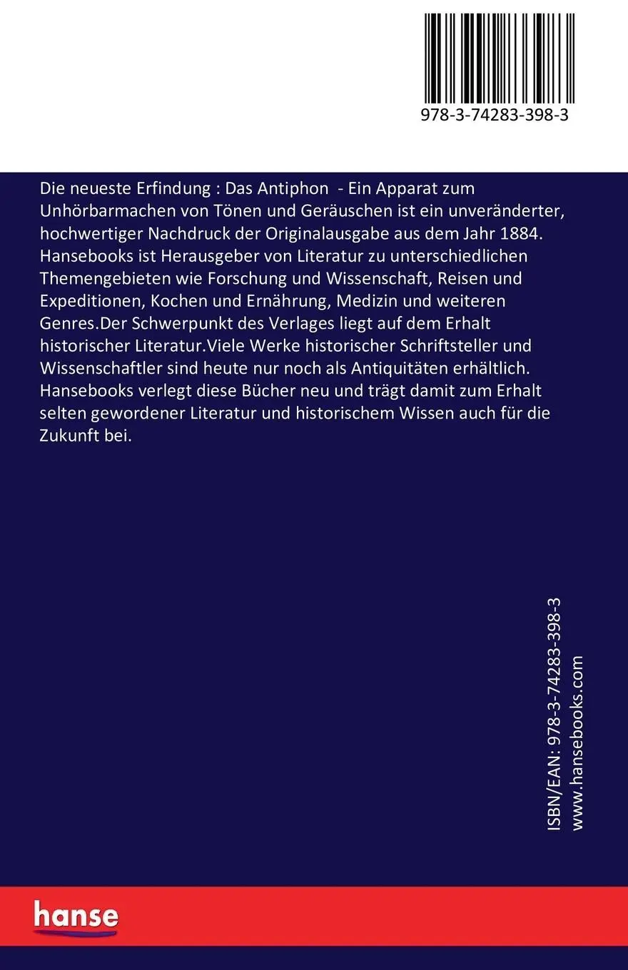 Rückseite: 9783742833983 | Die neueste Erfindung : Das Antiphon | M. Pleßner | Taschenbuch | 2016