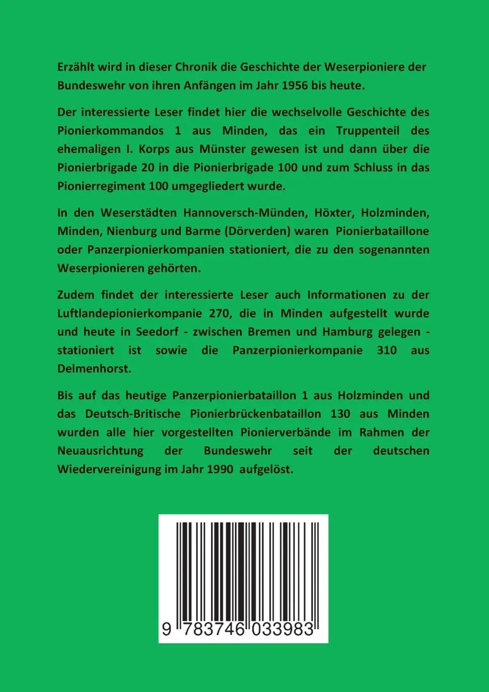 Rückseite: 9783746033983 | Weserpioniere - Eine Truppengattung des deutschen Feldheeres (1956...