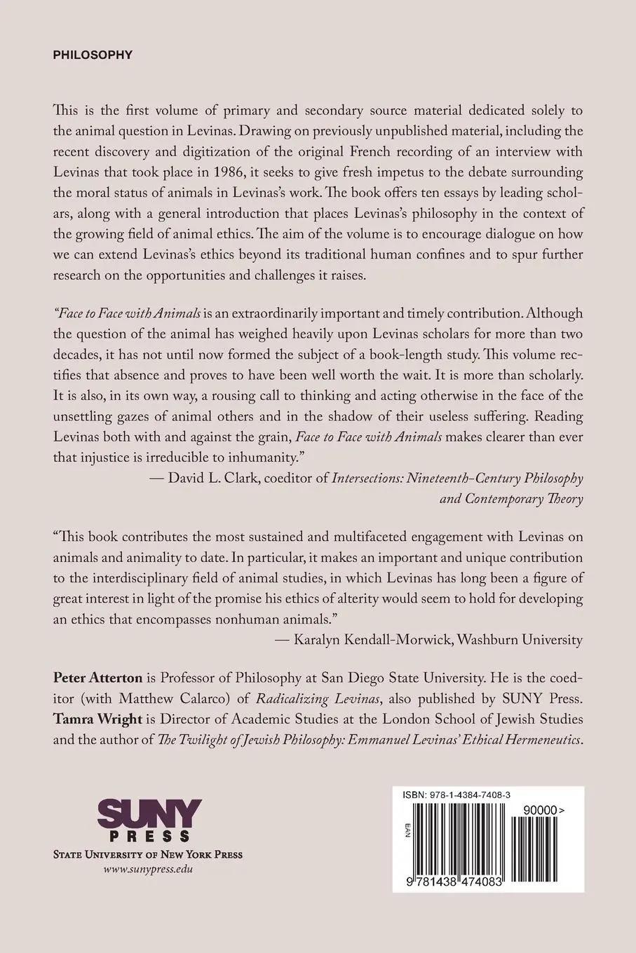 Rückseite: 9781438474083 | Face to Face with Animals | Levinas and the Animal Question | Buch
