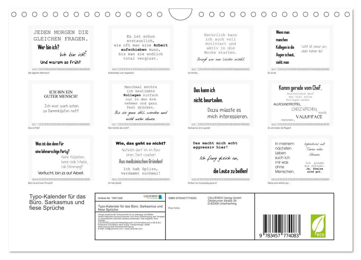 Bild: 9783457774083 | Typo-Kalender für das Büro. Sarkasmus und fiese Sprüche...