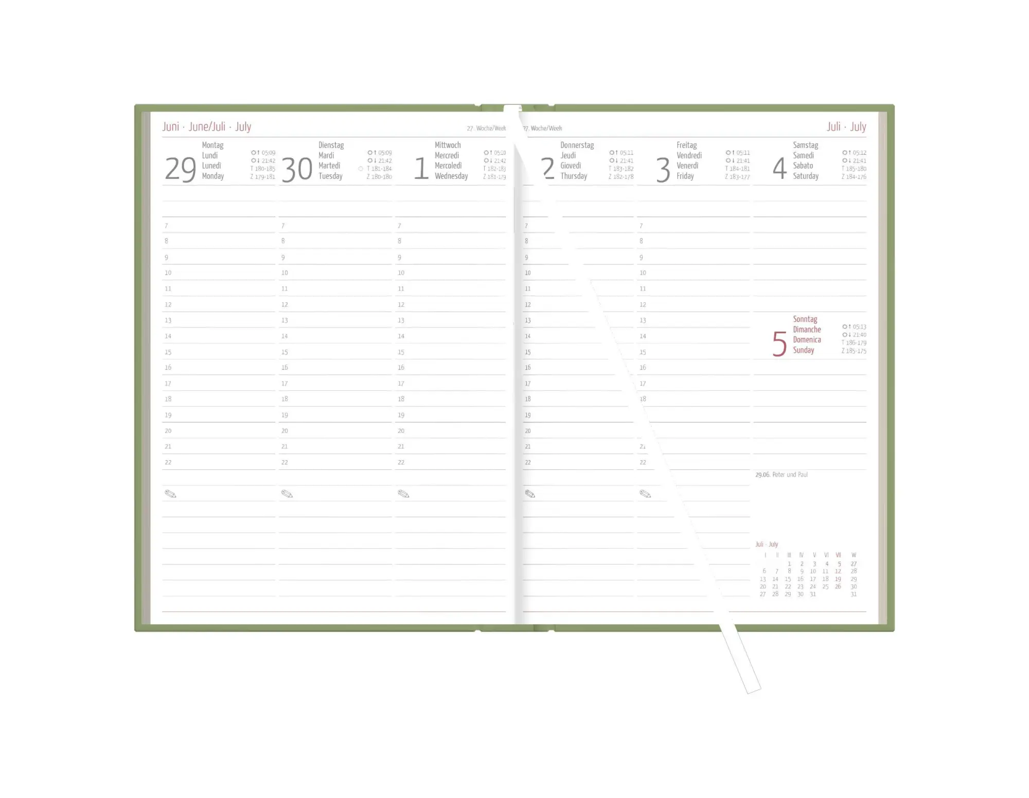 Bild: 4069095014183 | Wochenbuch Blauer Engel olive 1W/2S 2027 | KG | Kalender | 128 S.