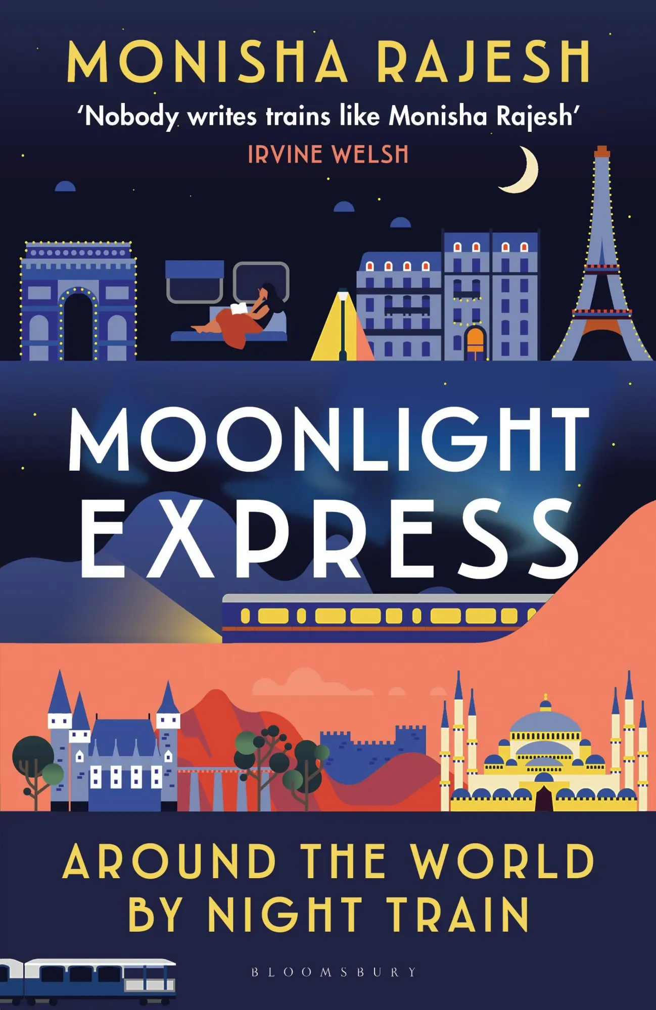 Cover: 9781526644183 | Moonlight Express | Around the World By Night Train | Monisha Rajesh