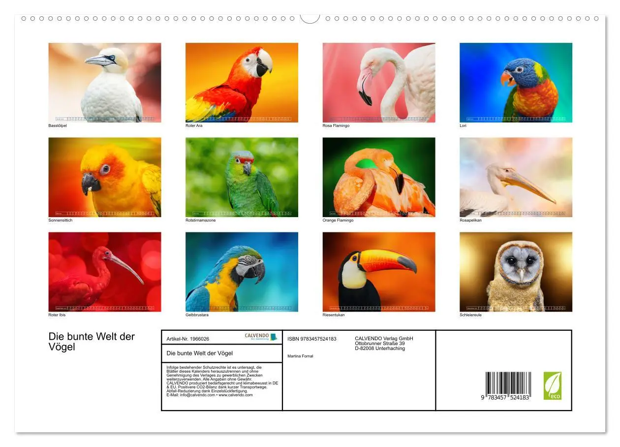 Bild: 9783457524183 | Die bunte Welt der Vögel (hochwertiger Premium Wandkalender 2026...