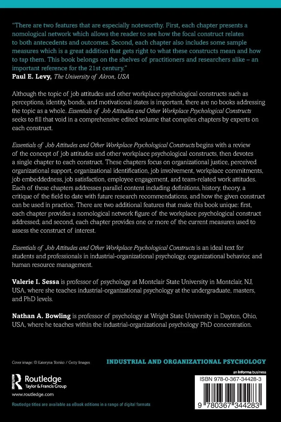 Rückseite: 9780367344283 | Essentials of Job Attitudes and Other Workplace Psychological...