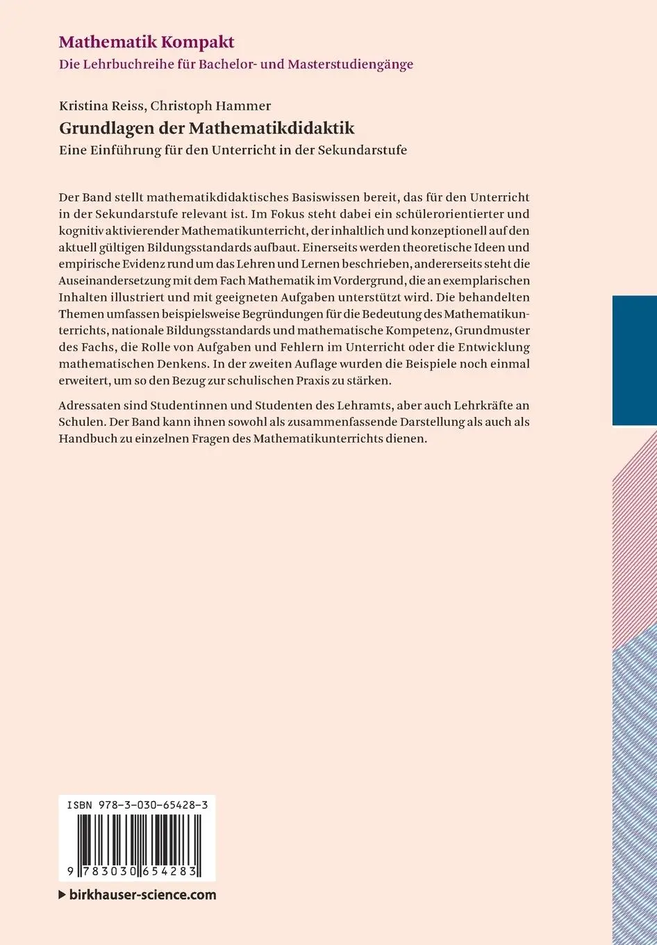 Rückseite: 9783030654283 | Grundlagen der Mathematikdidaktik | Christoph Hammer (u. a.) | Buch