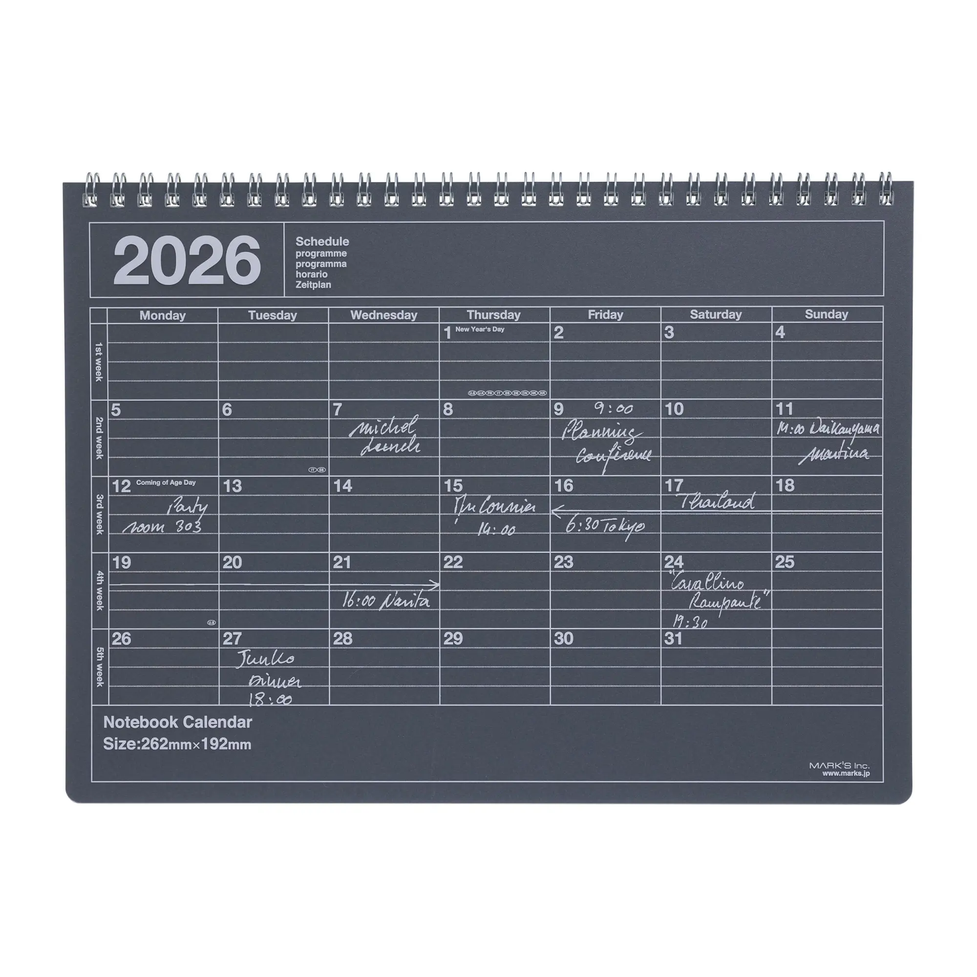 Cover: 4550045144383 | MARK'S 2026 Tischkalender, M // Black | MARK'S Inc. | Kalender | 2026