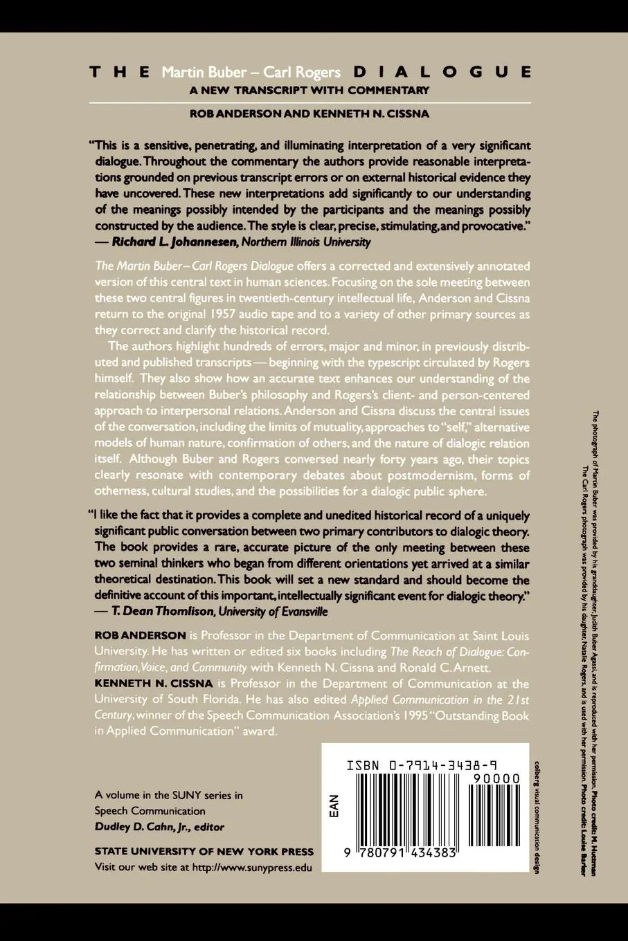 Rückseite: 9780791434383 | The Martin Buber - Carl Rogers Dialogue | Rob Anderson (u. a.) | Buch
