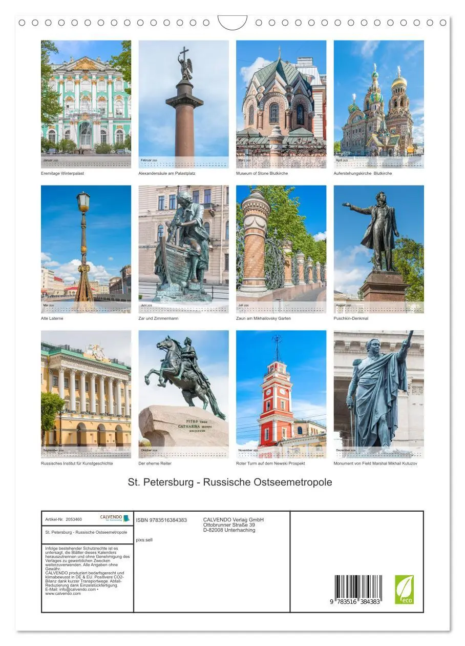 Bild: 9783516384383 | St. Petersburg - Russische Ostseemetropole (Wandkalender 2026 DIN...