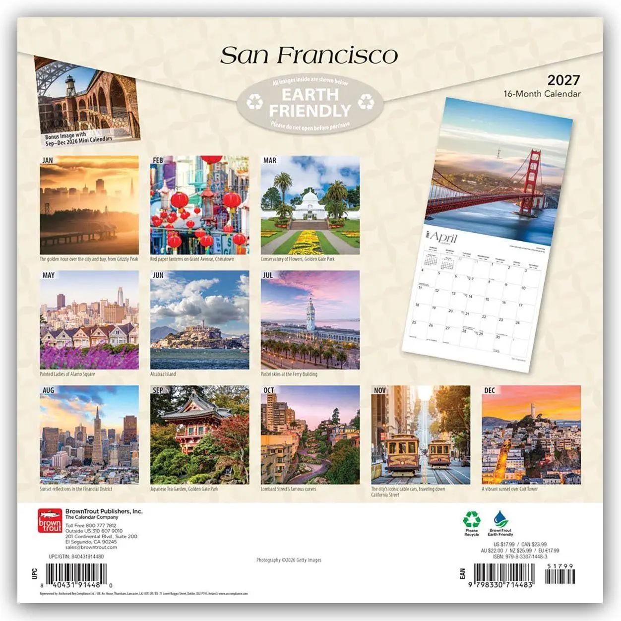 Rückseite: 9798330714483 | San Francisco 2027 - 16-Monatskalender | Browntrout Publishers | 28 S.