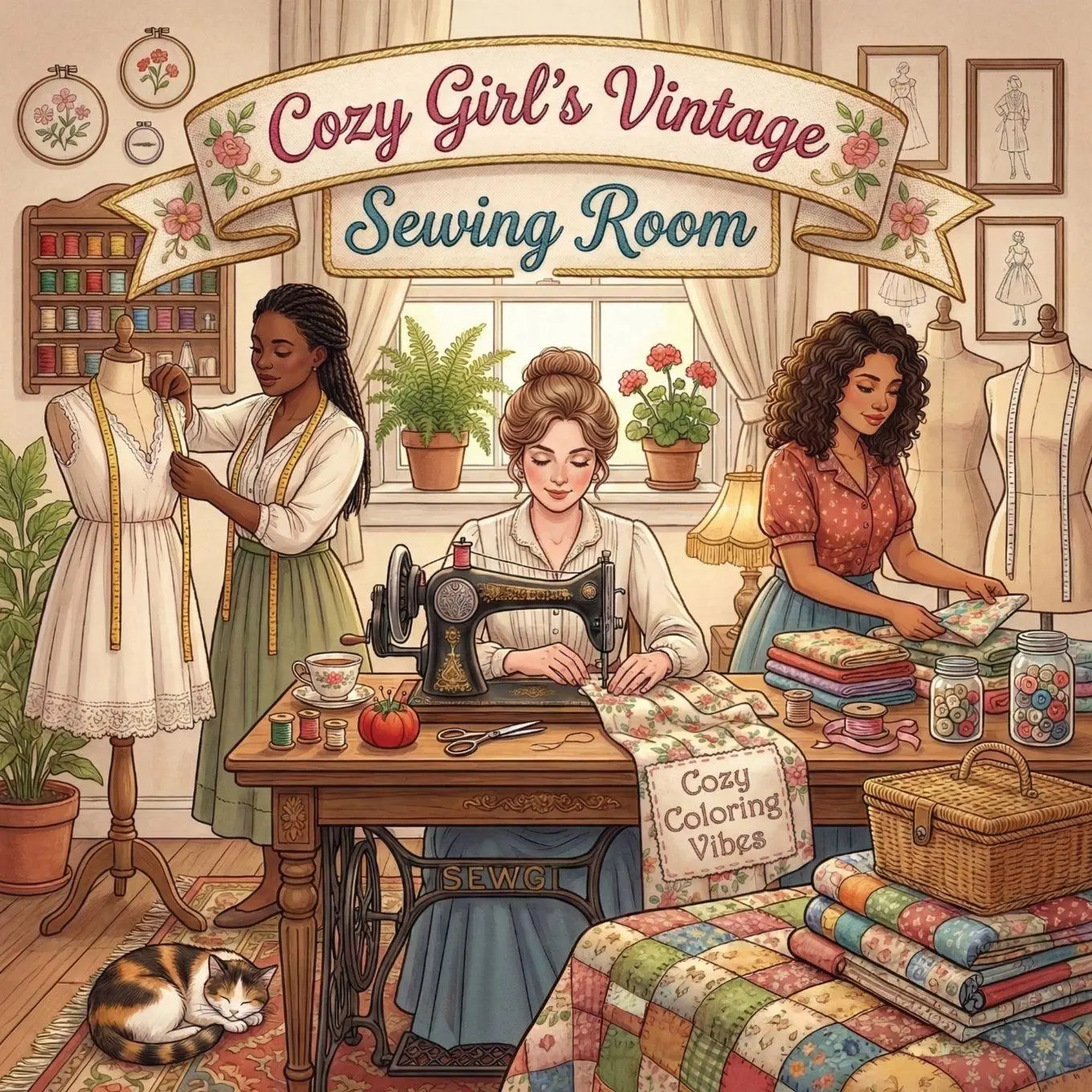Cover: 9781965964583 | Cozy Girl's Vintage Sewing Room | Cozy Coloring Vibes | Taschenbuch