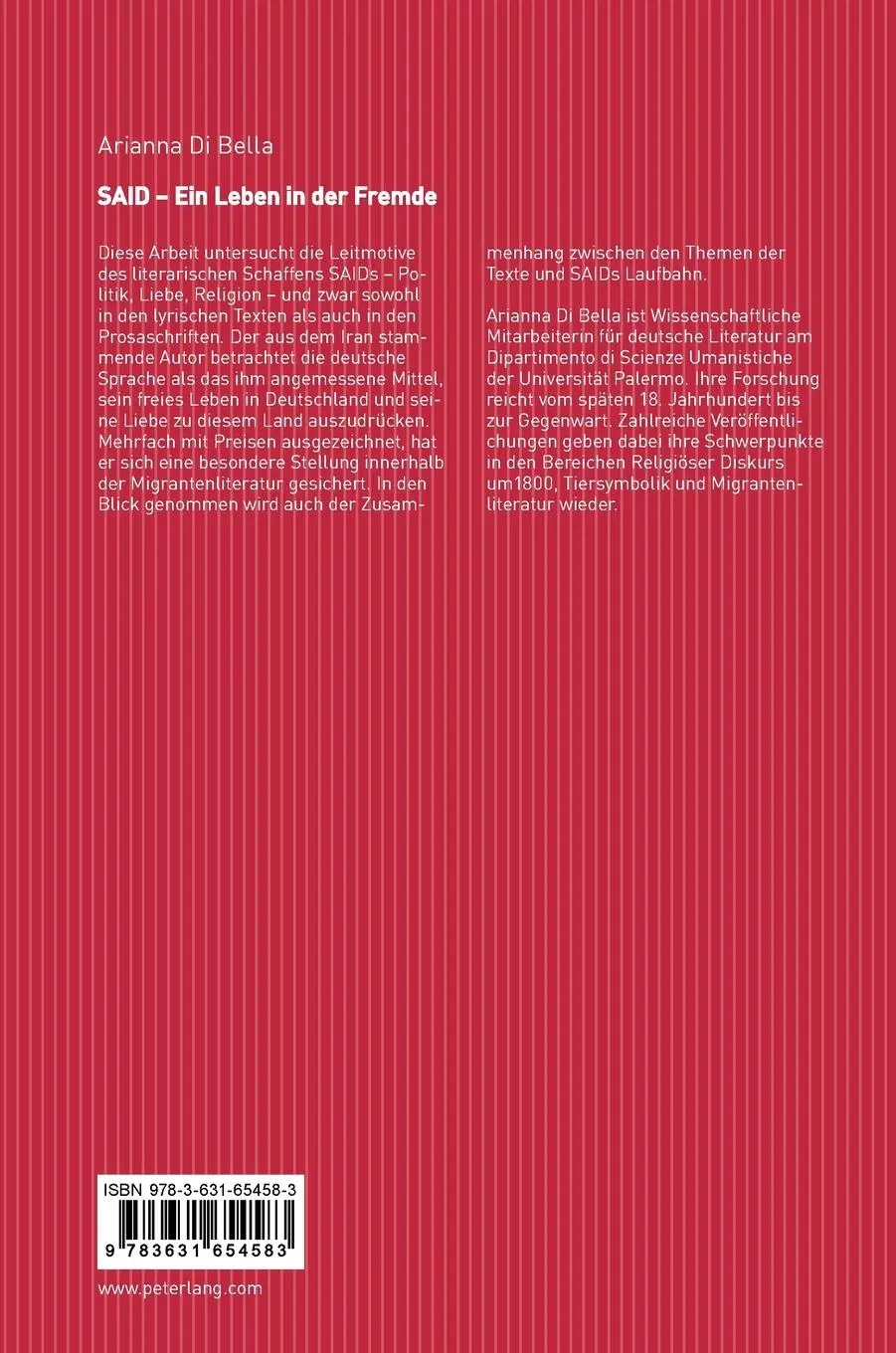 Rückseite: 9783631654583 | SAID - Ein Leben in der Fremde | Arianna Di Bella | Buch | Gebunden