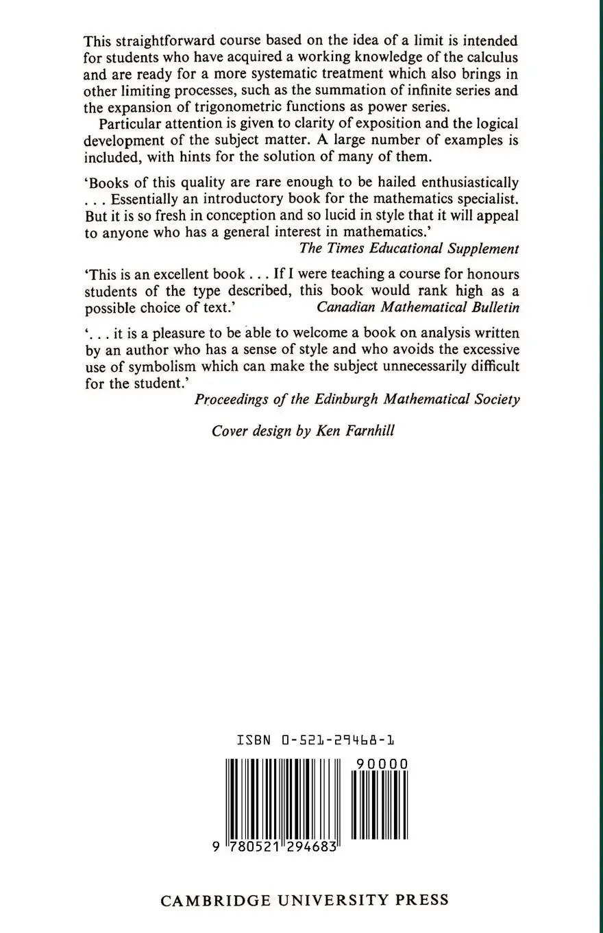 Rückseite: 9780521294683 | A First Course in Mathematical Analysis | John C. Burkhill | Buch