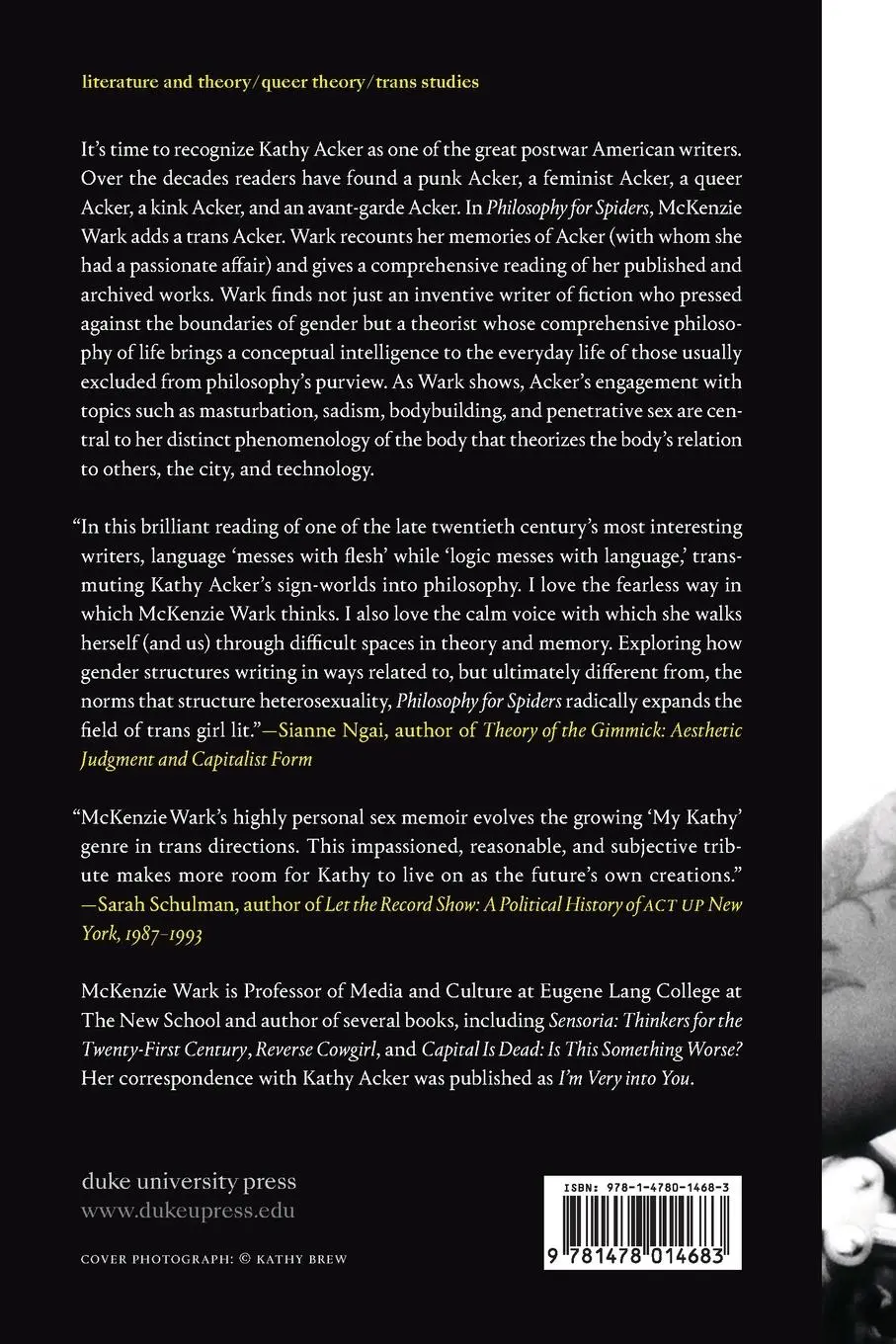 Rückseite: 9781478014683 | Philosophy for Spiders | On the Low Theory of Kathy Acker | Wark