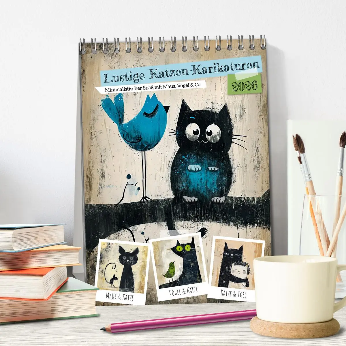 Bild: 9783516284683 | Lustige Katzen-Karikaturen - Minimalistischer Spaß mit Maus, Vogel...