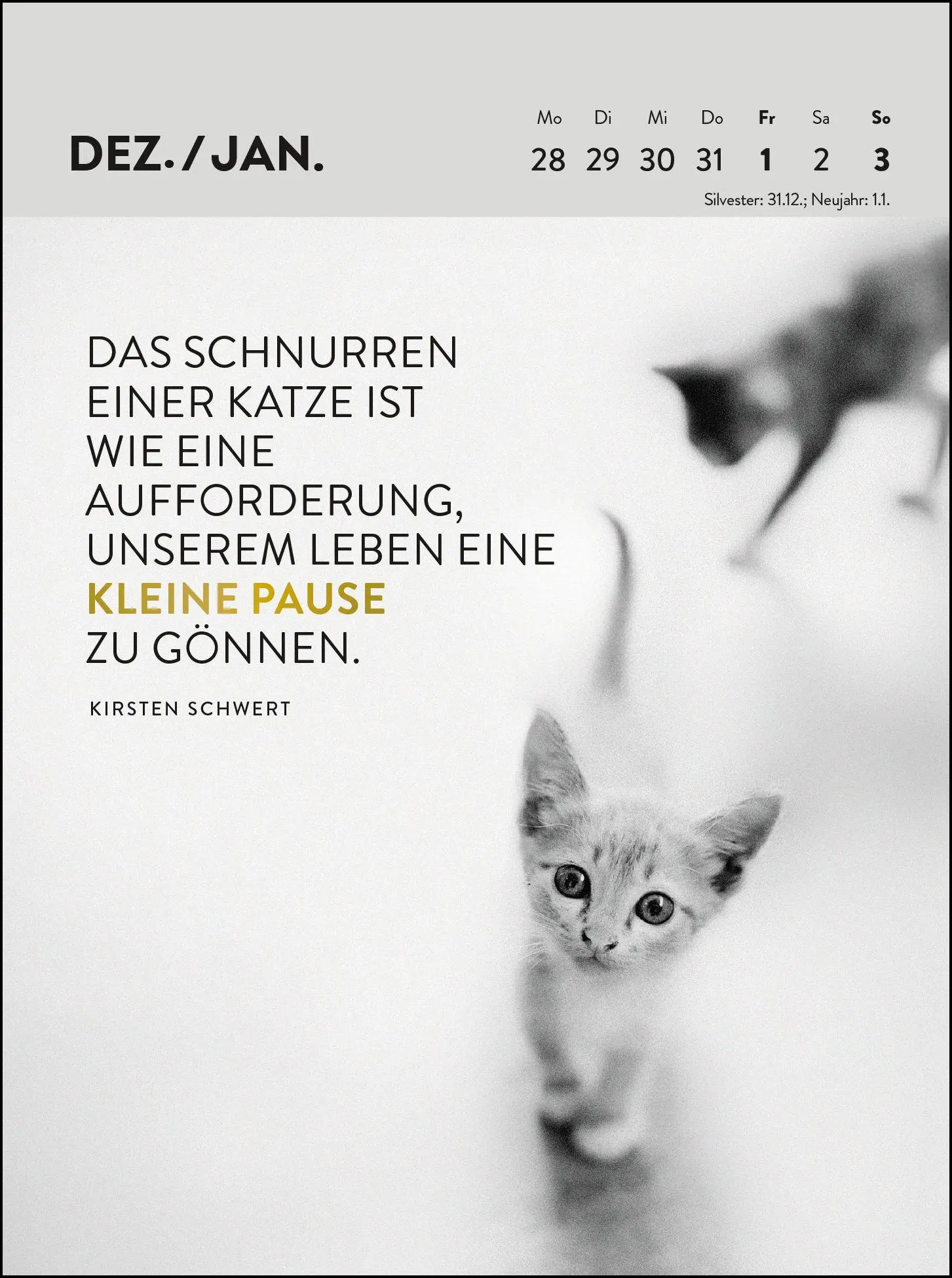 Bild: 4036442014783 | Wochenkalender 2027: Goldene Katzenweisheiten für jeden Tag | Verlag