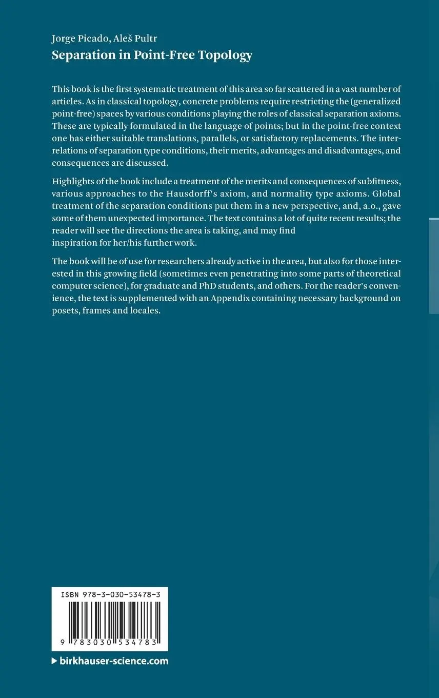 Rückseite: 9783030534783 | Separation in Point-Free Topology | Ale¿ Pultr (u. a.) | Buch | xxi