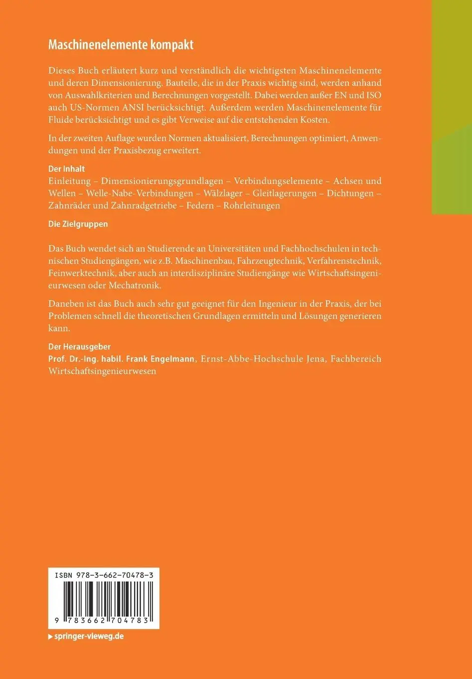 Rückseite: 9783662704783 | Maschinenelemente kompakt | Frank Engelmann | Taschenbuch | ix | 2025