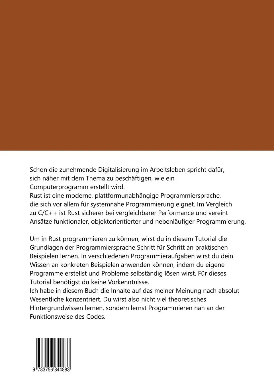 Rückseite: 9783756844883 | Rust-Tutorial | Programmieren lernen mit der Programmiersprache Rust