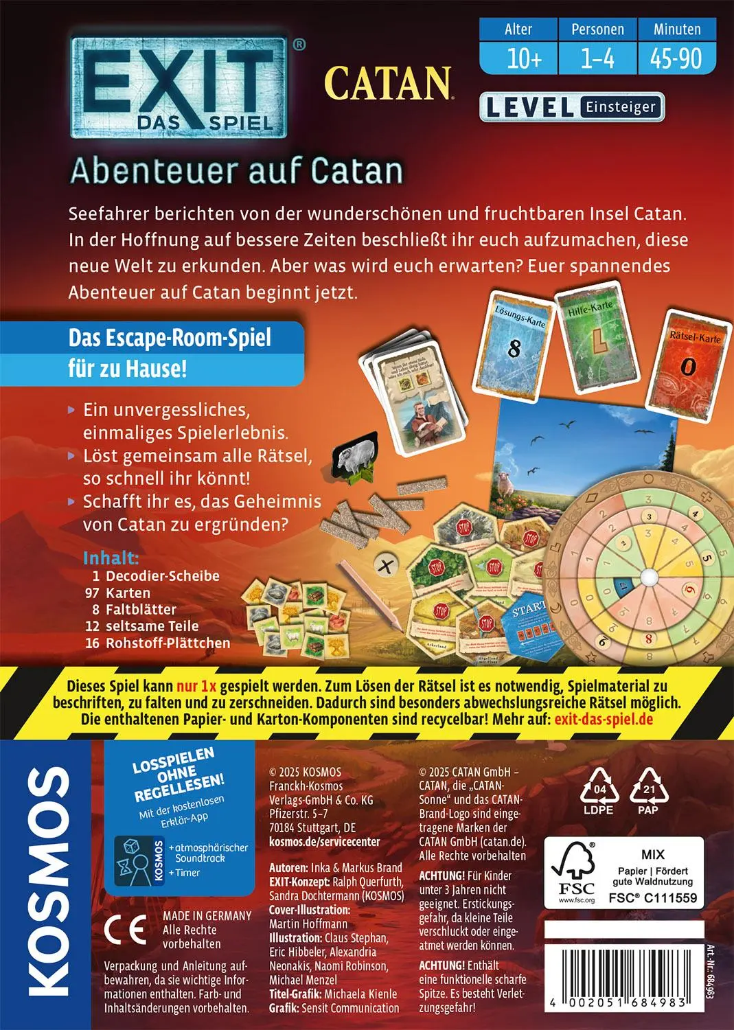 Rückseite: 4002051684983 | EXIT® - Das Spiel: Abenteuer auf Catan | Spiel | Brand | Spiel | 2025