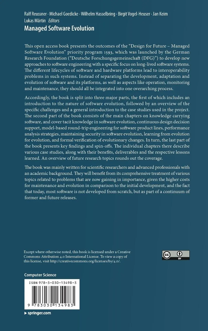 Rückseite: 9783030134983 | Managed Software Evolution | Ralf Reussner (u. a.) | Buch | xxii