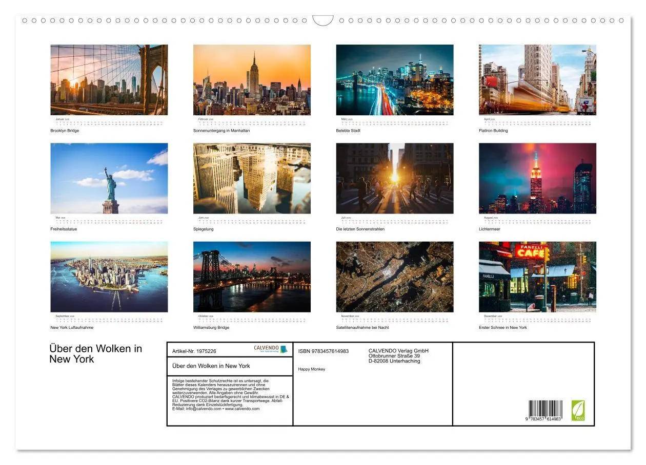 Bild: 9783457614983 | Über den Wolken in New York (Wandkalender 2026 DIN A2 quer),...