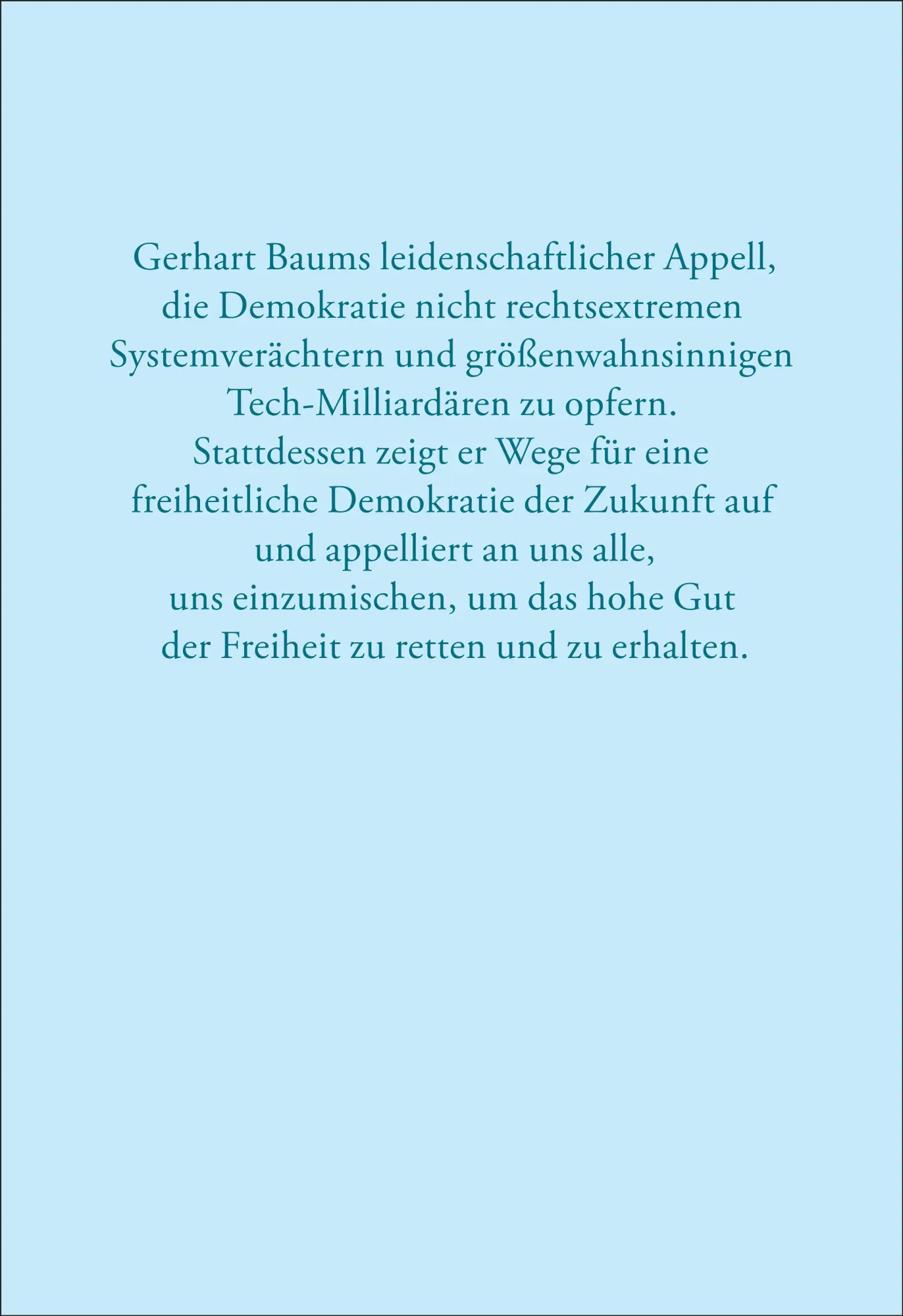 Rückseite: 9783518474983 | Besinnt Euch! | Das Vermächtnis eines großen Liberalen | Gerhart Baum