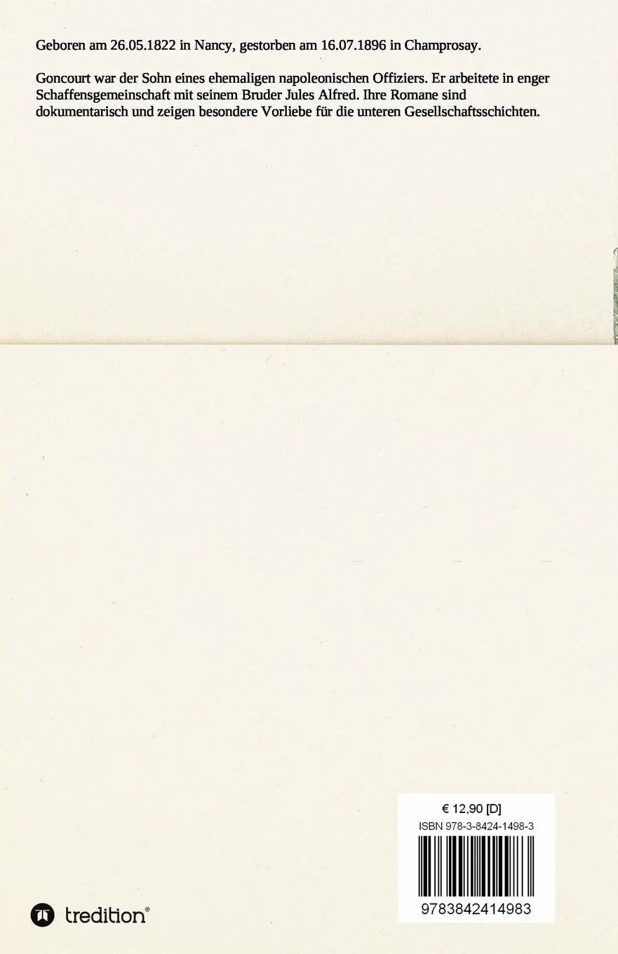 Rückseite: 9783842414983 | Die Dirne Elisa | Edmond De Goncourt | Taschenbuch | 144 S. | Deutsch