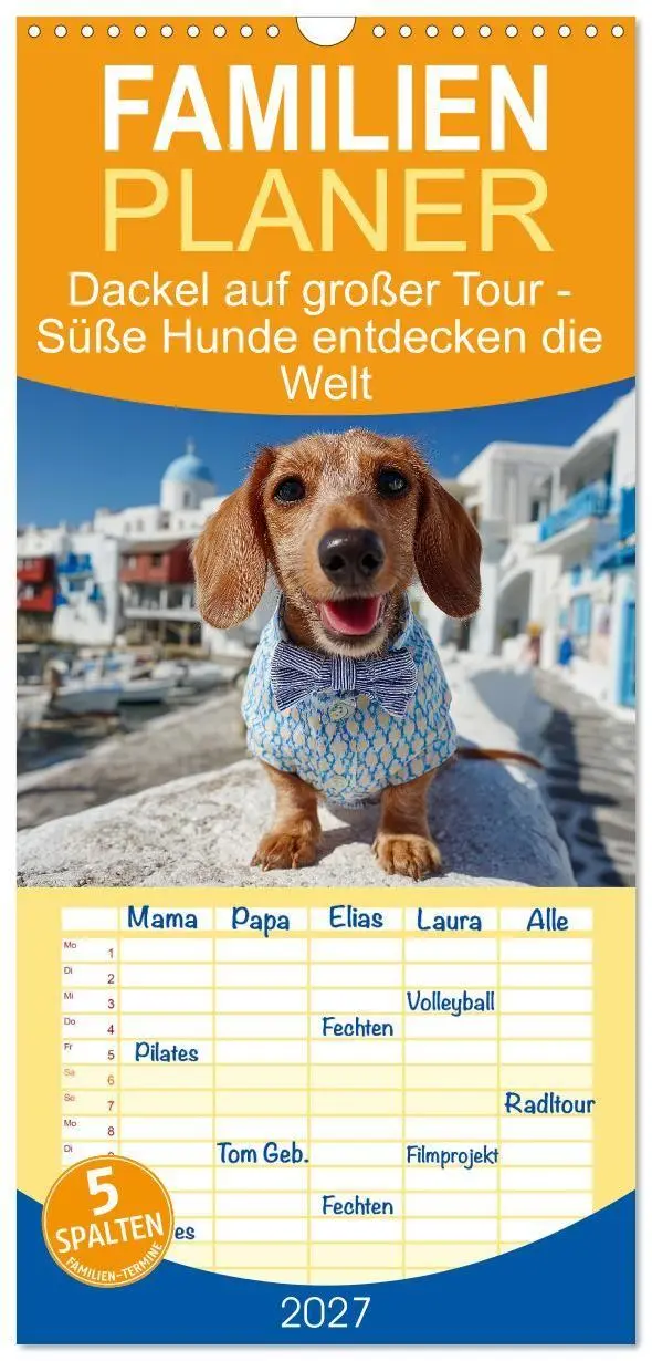 Cover: 9783594295083 | Familienplaner 2027 - Dackel auf großer Tour - Süße Hunde entdecken...