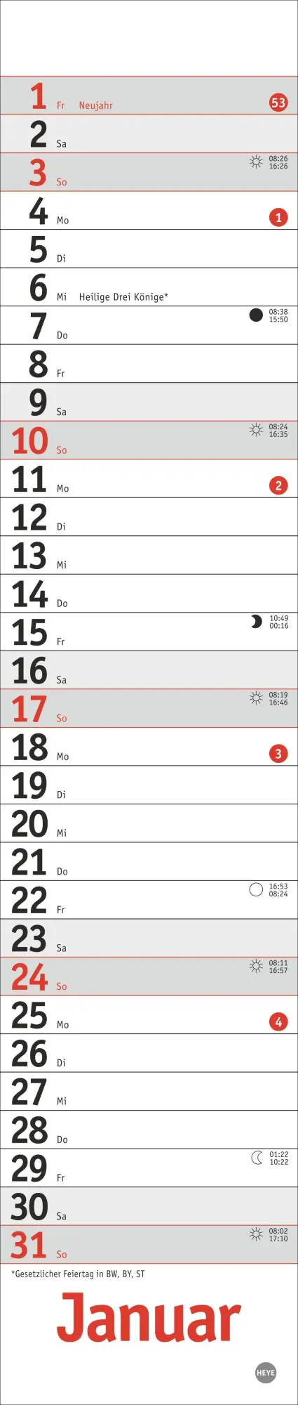 Bild: 9783756415083 | Langplaner mini, rot 2027 | Heye | Kalender | Spiralbindung | 13 S.