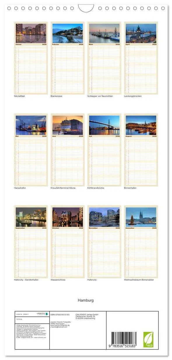 Bild: 9783516515183 | Familienplaner 2026 - Hamburg mit 5 Spalten (Wandkalender, 21 x 45...