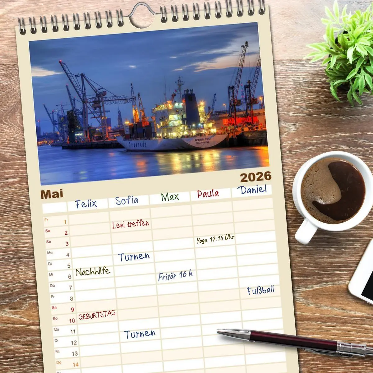 Bild: 9783516515183 | Familienplaner 2026 - Hamburg mit 5 Spalten (Wandkalender, 21 x 45...