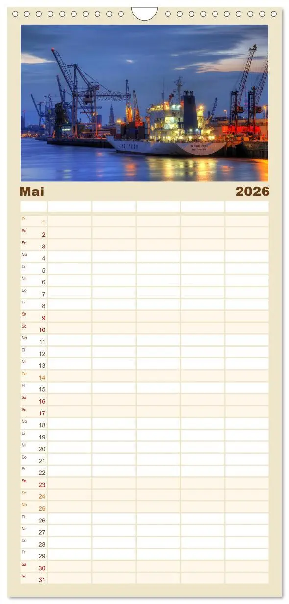 Bild: 9783516515183 | Familienplaner 2026 - Hamburg mit 5 Spalten (Wandkalender, 21 x 45...