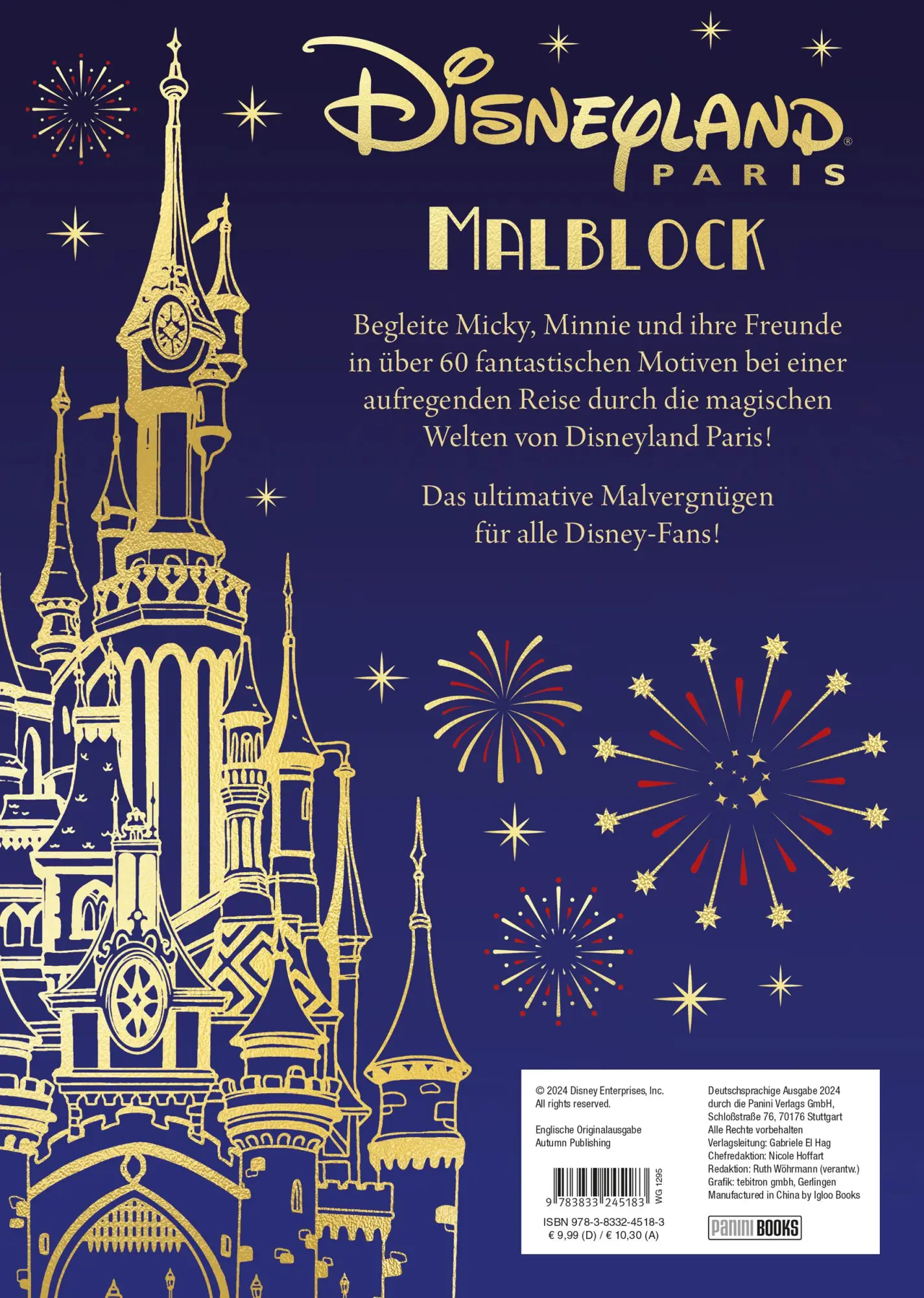 Rückseite: 9783833245183 | Disney: Disneyland Paris Malblock | Disney (u. a.) | Taschenbuch