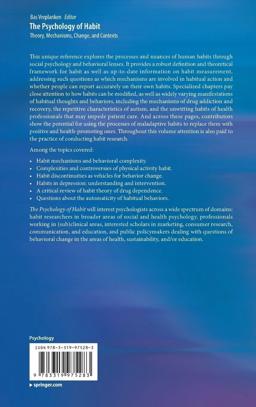 Rückseite: 9783319975283 | The Psychology of Habit | Theory, Mechanisms, Change, and Contexts